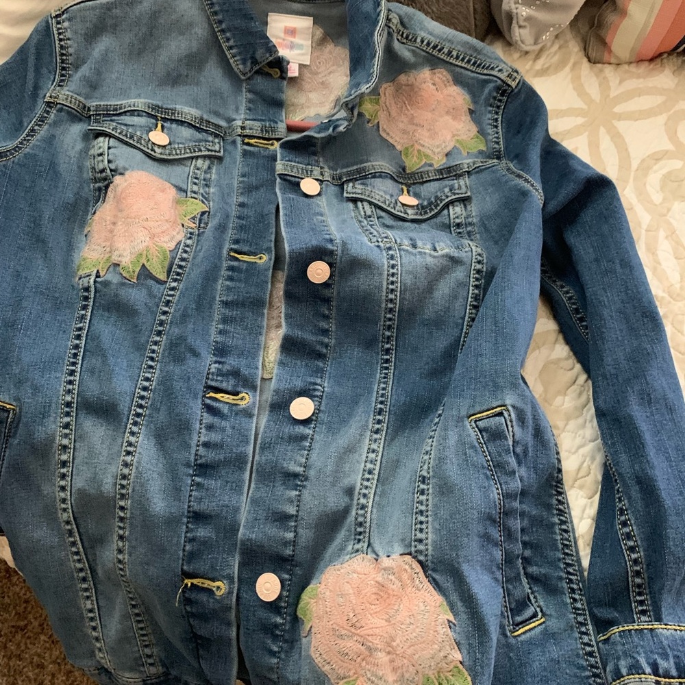 Lularoe Jean oversized embroidered jacket size sm